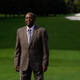 Lee Elder poses for a picture on the first tee at the Masters golf tournament Monday, Nov. 9, 2020, in Augusta, Ga.